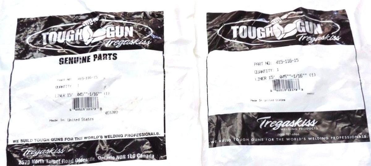 Used LOT OF 2 NEW TREGASKISS 415-116-15 WIRE CONDUIT, LINER 15' FOR .045"-1/16" WIRE