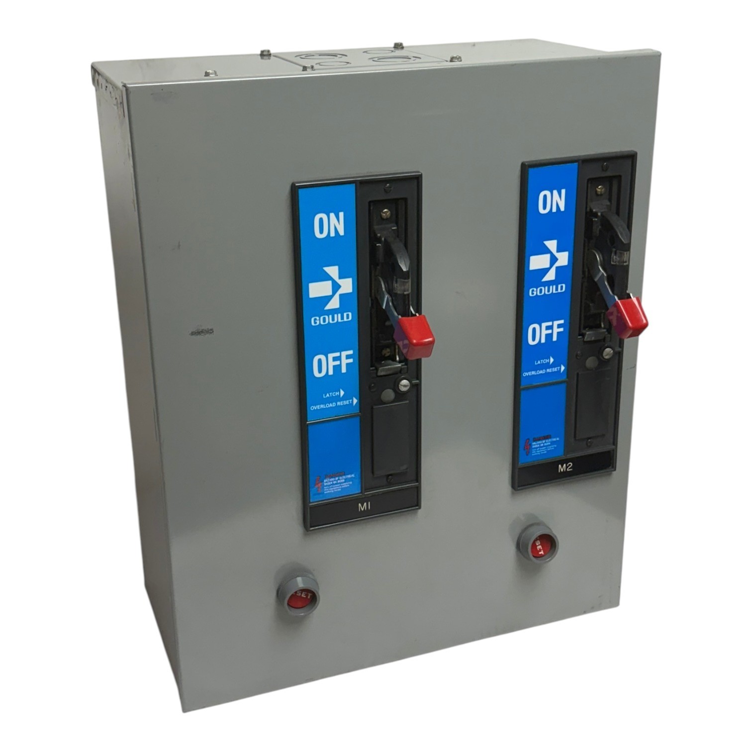 Used Gould A203D Size 2 Dual Duplex Motor Starter Panel 600V 3-Phase NEMA 1 Case