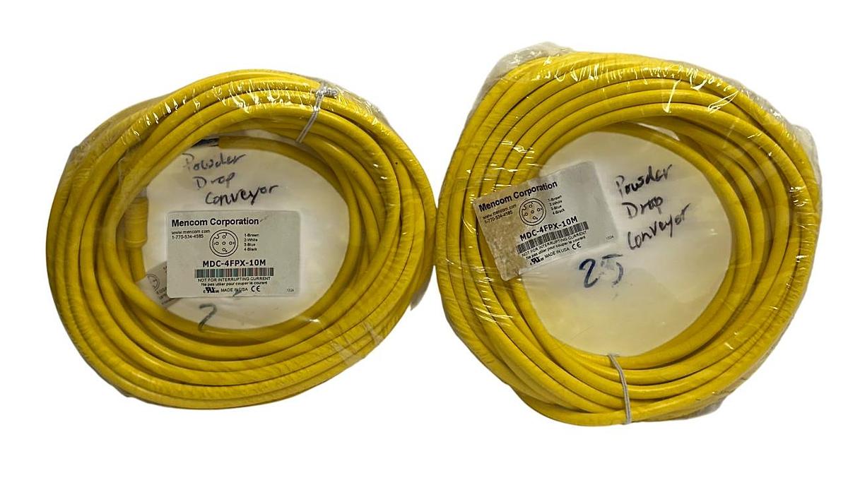 Used 2 MENCOM MDC-4FPX-10M / MDC4FPX10M MDC CORDSETS 4-POLE FEMALE STRAIGHT 10M NSFS