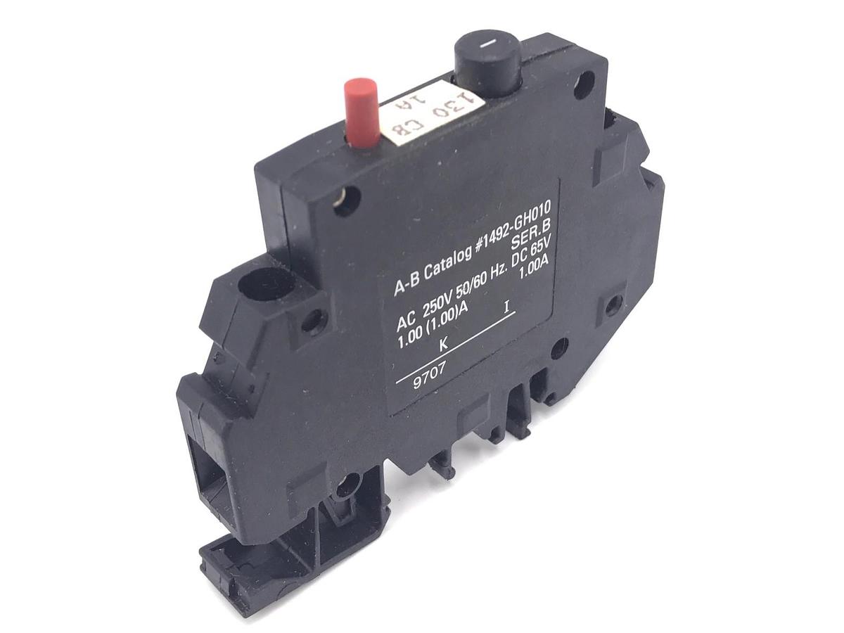 Used ALLEN BRADLEY 1492-GH010 CIRCUIT BREAKER SER. B, 1 AMP, 1492GH010