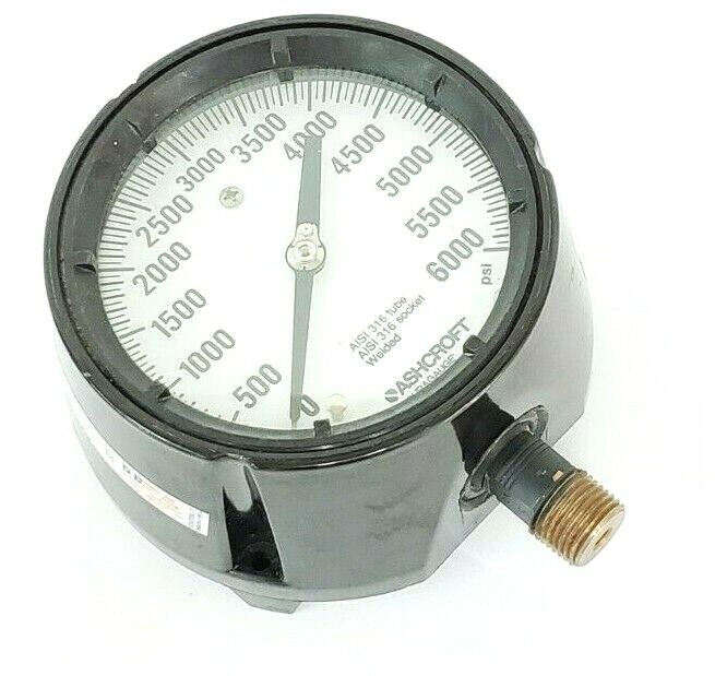 Used ASHCROFT 0-6000PSI PRESSURE GAUGE 238A679-01 REV. A