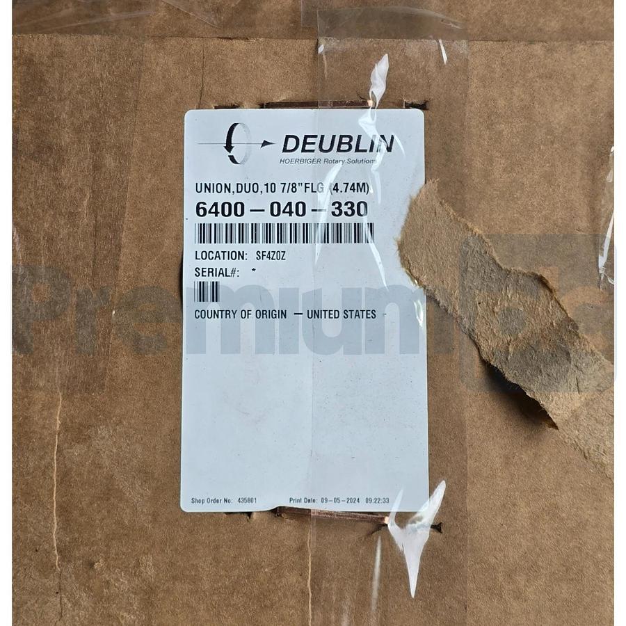 Deublin 6400-040-330 Water Rotary Union 10 7/8" FLG 4.75" Pilot, 2-1/2" NPT NSMP