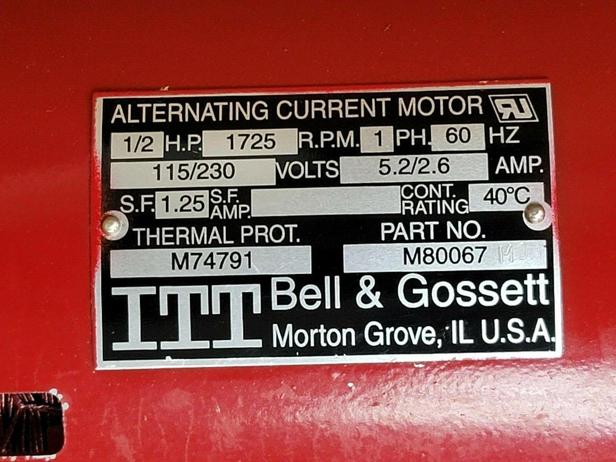 Used NIB BELL & GOSSETT 111044 POWER PACK 1/2, 115/230, 60, 1 ALTERNATING MOTOR