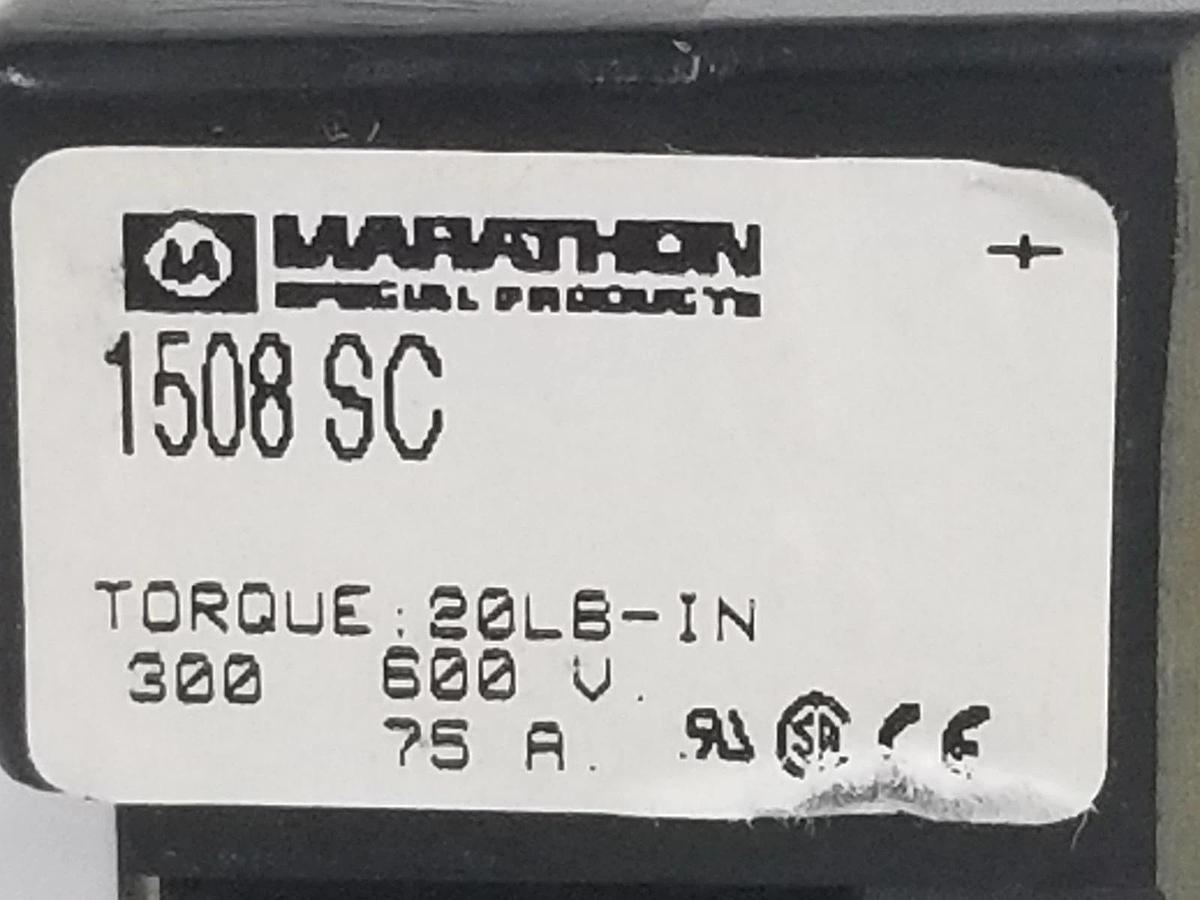 Used MARATHON SPECIAL PRODUCTS 1508SC BARRIER TERMINAL BLOCK, 600V, 75A