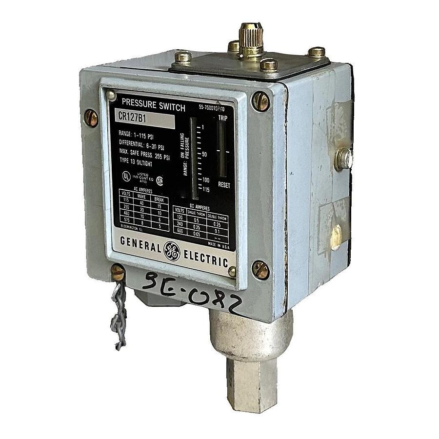 Used NEW GENERAL ELECTRIC CR127B1 BELLOWS ACTUATED PRESSURE SWITCH 1-115PSI 1NO-1NC