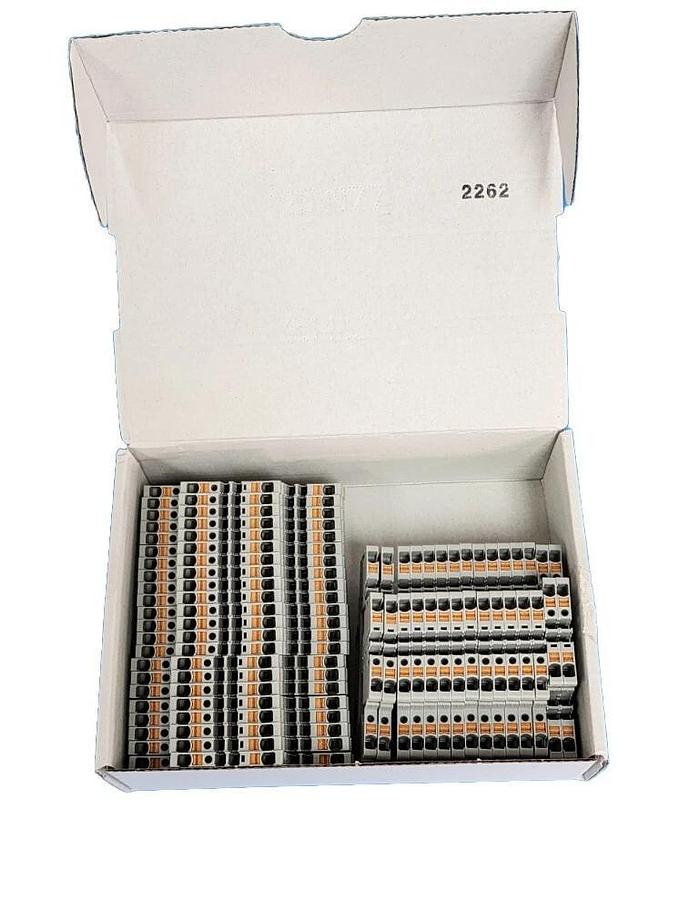 BOX OF 37 NEW ALLEN BRADLEY 1492-PD3 /A IEC FEED-THROUGH PUSH-IN TERMINAL BLOCKS