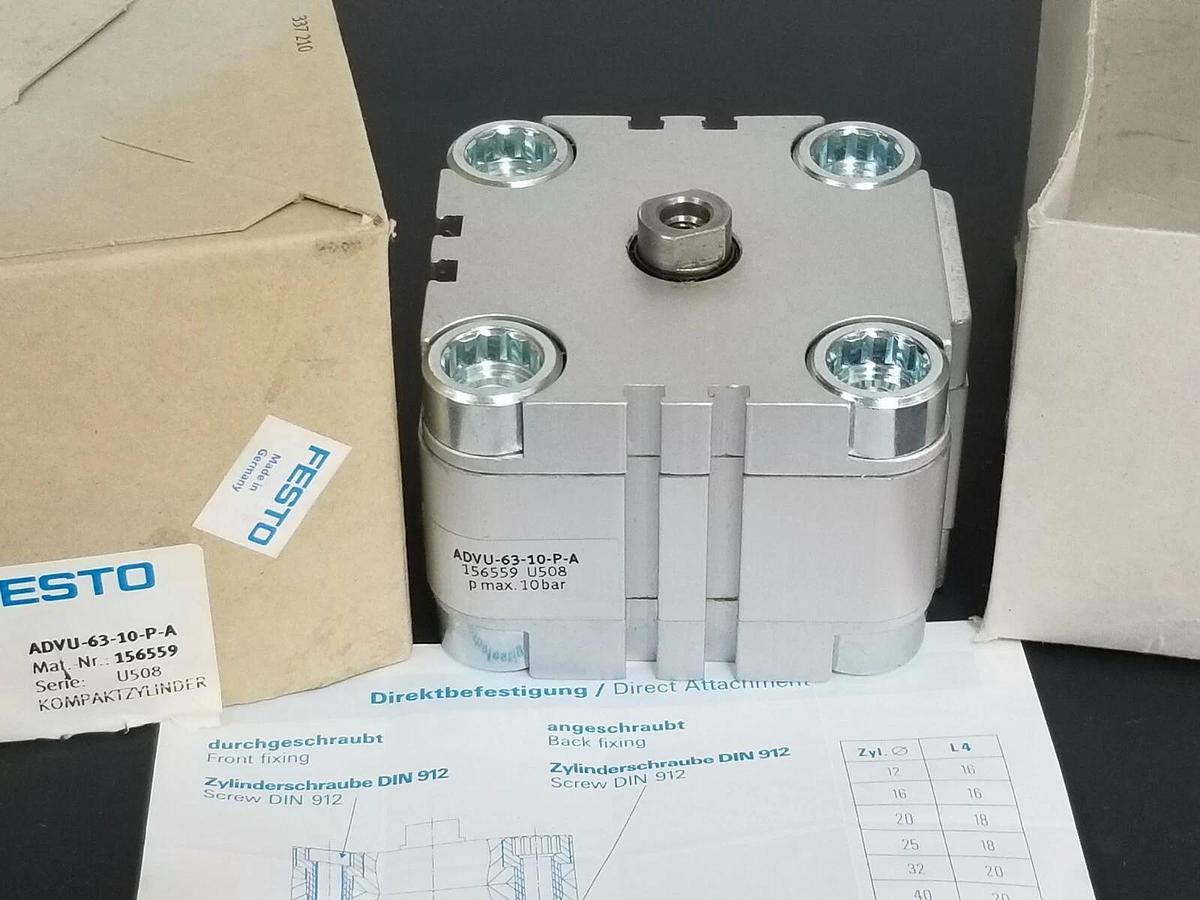 Used NIB FESTO ADVU-63-10-P-A COMPACT CYLINDER MAT. NR. 156559 SERIE: U508