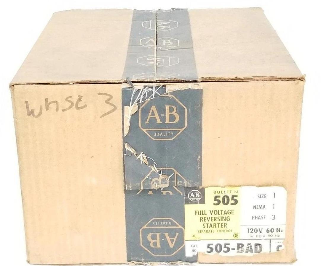 Used NIB ALLEN BRADLEY 505-BAD SER. C REVERSING STARTER SIZE 1, 505BAD, 120V