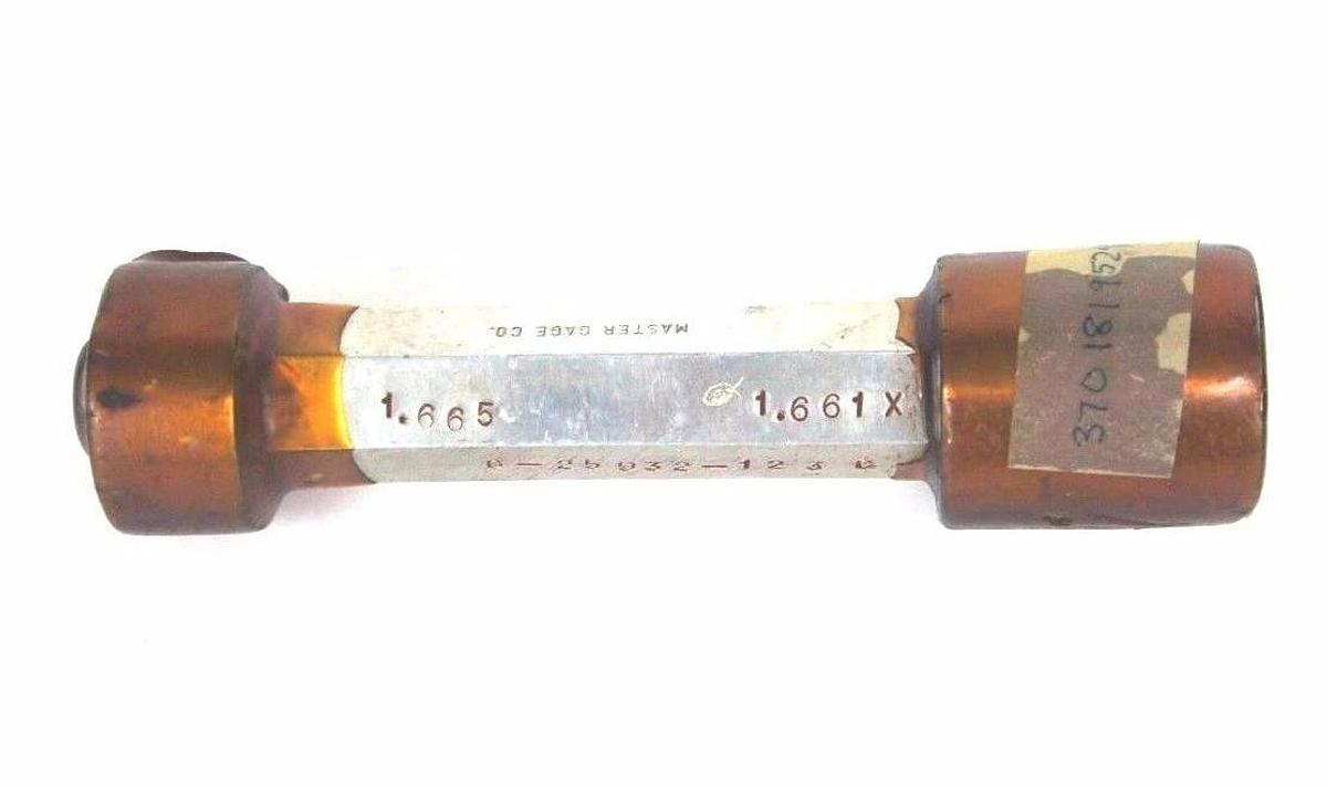Used MASTER GAGE CO. G-25932-123C PLUG GAGE 1.665 - 1.661X, G25932123C