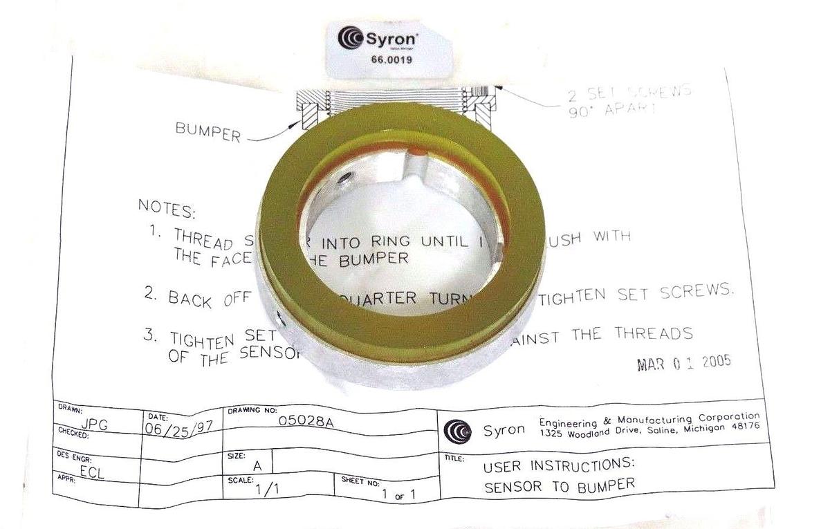 NEW SYRON 66.0019 BUMPER FOR SENSOR 660019
