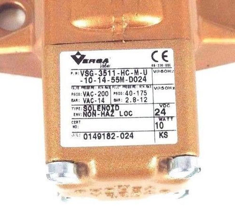 Used NIB VERSA VSG-3511-HC-M-U-10-14-55M-D024 THREE WAY VALVE VSG3511HCMU101455MD024