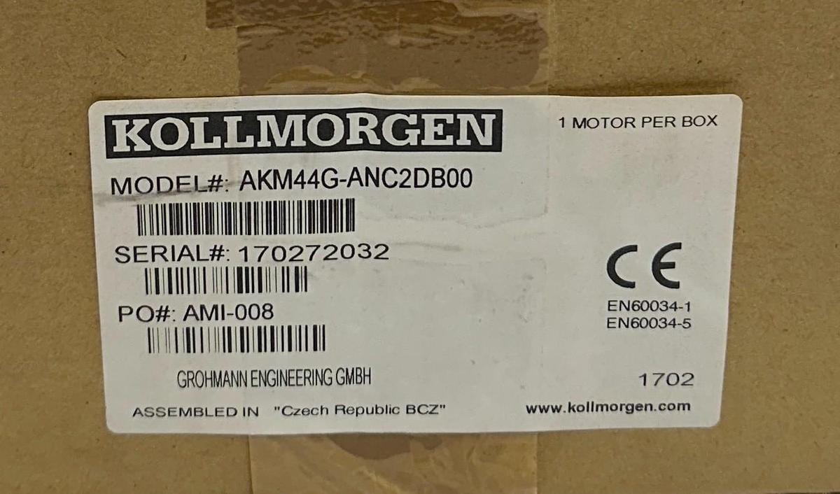 Used KOLLMORGEN AKM44G-ANC2DB00 / AKM44GANC2DB00 SERVO MOTOR 1.27kW 640VDC NSMP *