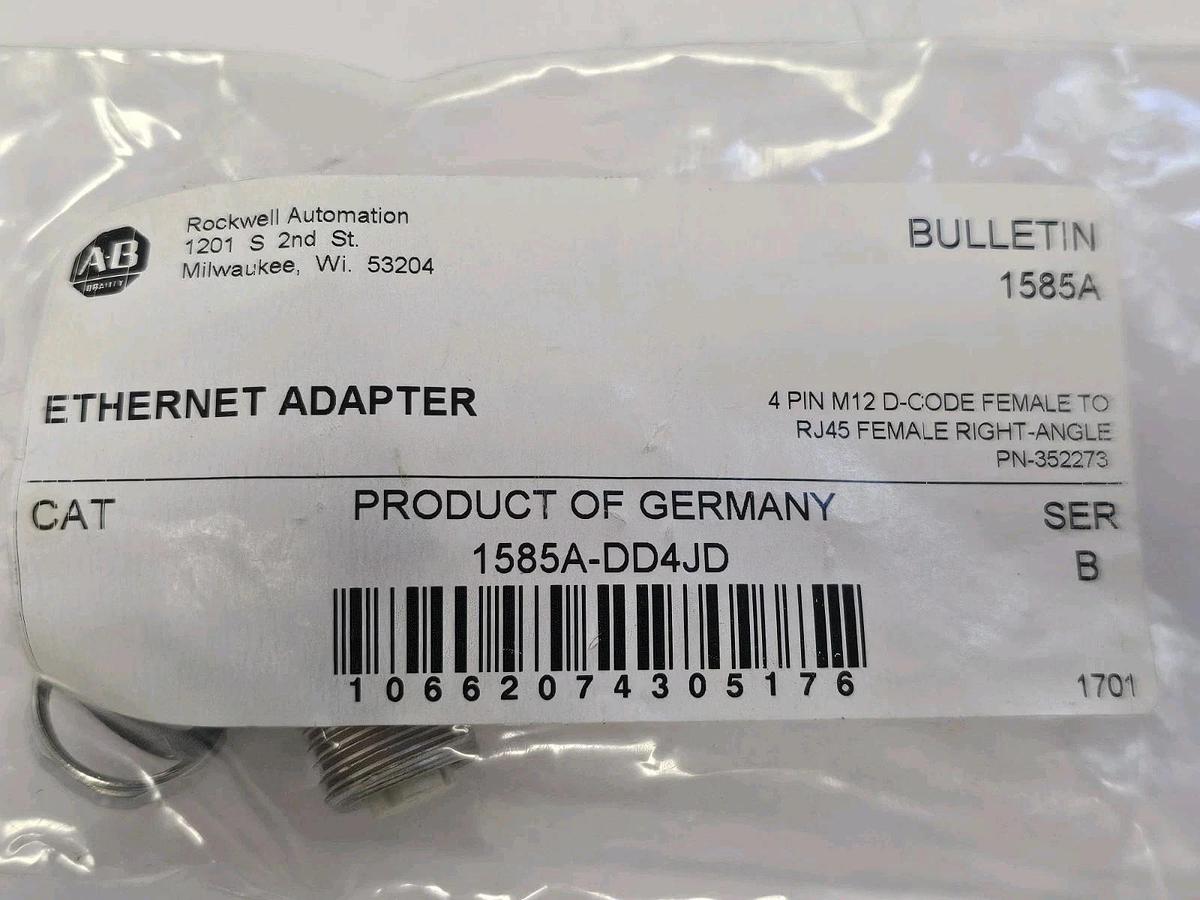 Used NEW ALLEN BRADLEY 1585A-DD4JD SER. B ETHERNET ADAPTER 1585ADD4JD
