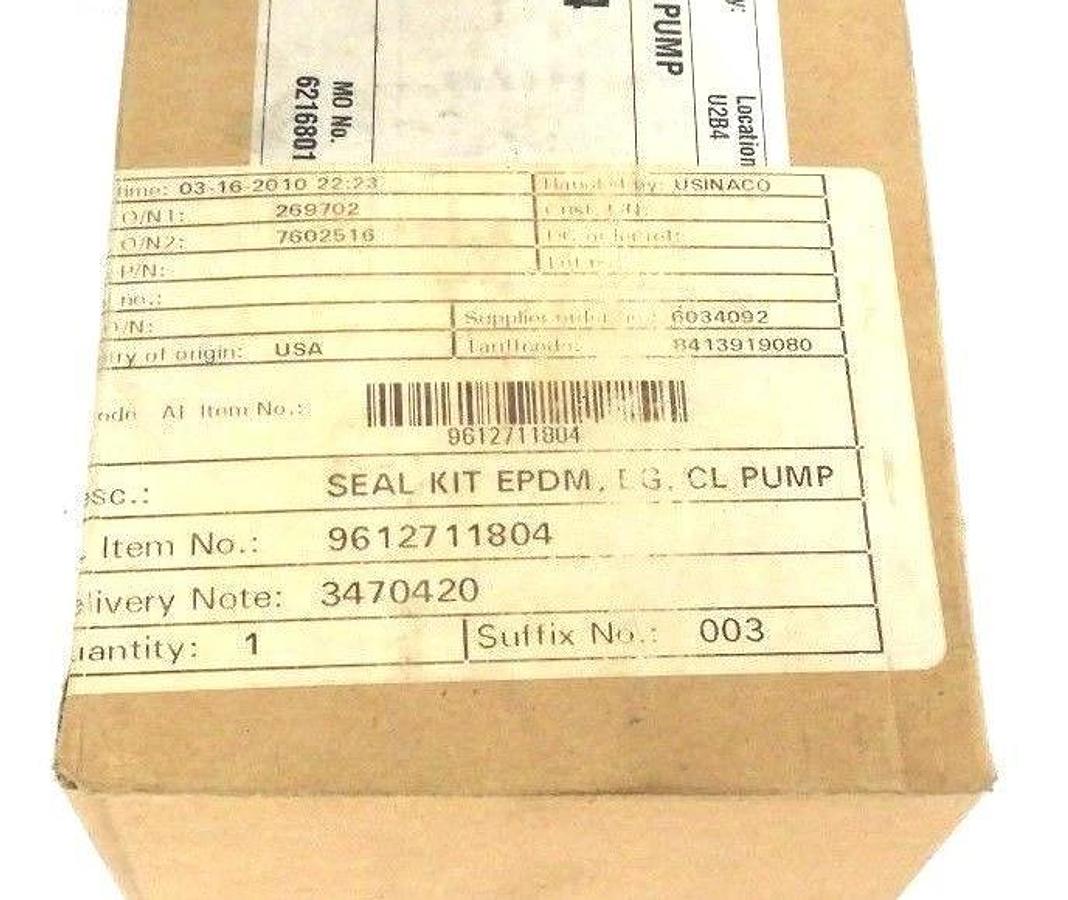 Used NIB ALFA LAVAL 9612711804 SEAL KIT EPDM, EG, CL PUMP