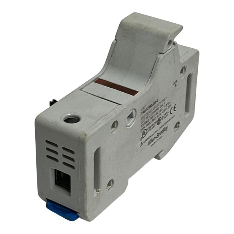 Used Allen-Bradley 1492-FB3J30-L Class J 30A Fuse Holder 600V DIN Blown Indication