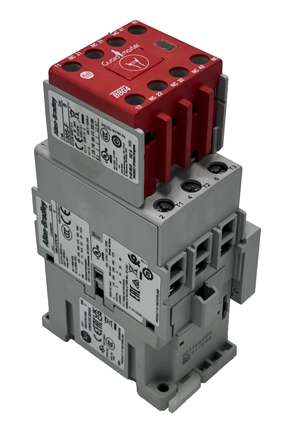 Used ALLEN-BRADLEY 100S-C37EJ14BC Ser C GUARDMASTER CONTACTOR 37A 600V 24VDC Coil 4P