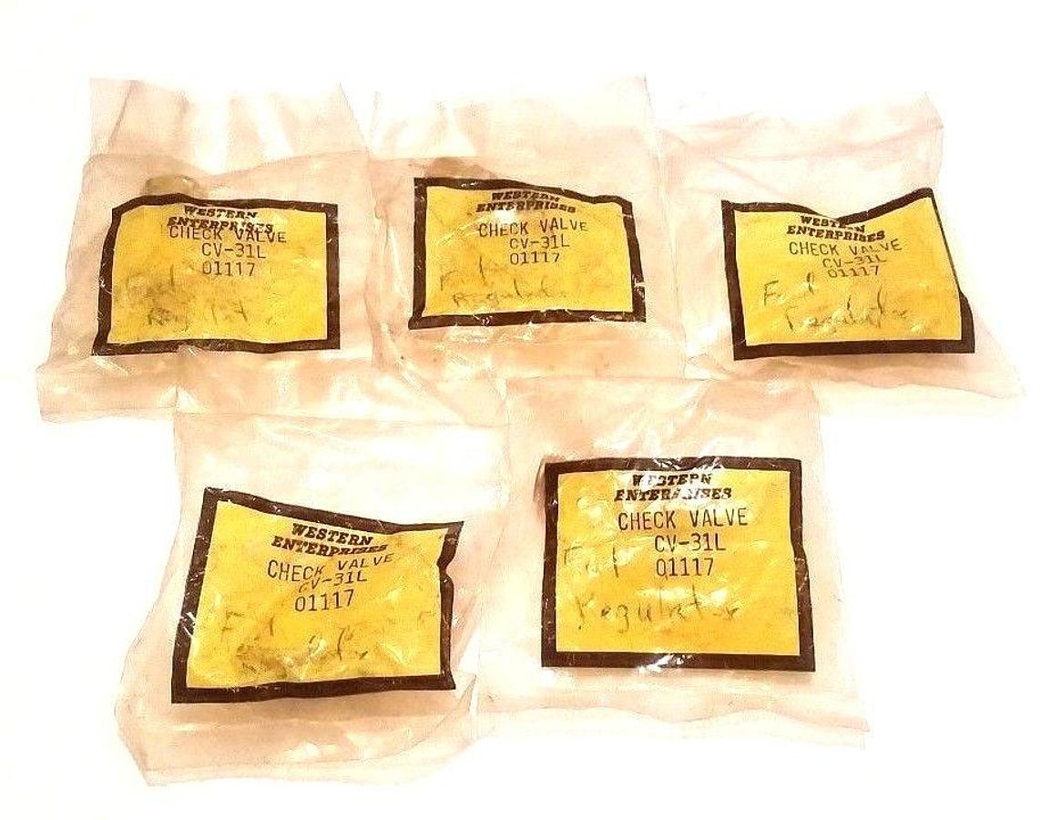 Used LOT OF 5 NEW WESTERN ENTERPRISES CV-31L CHECK VALVES CV31L, 01117