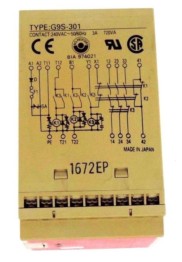 Used OMRON G9S-301 SAFETY RELAY UNIT 240VAC 50/60HZ 3A G9S301