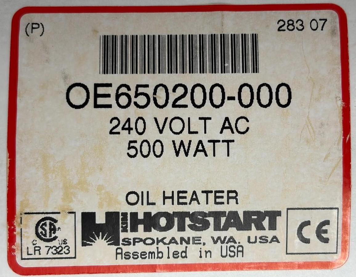 Used Kim Hotstart OE650200-000 Lube Oil Heater Cartridge 240V 500W 1" NPT Thread New