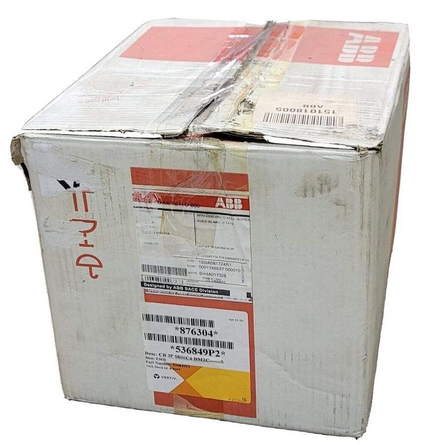 Used NIB ABB SACE T6H-D 800 CIRCUIT BREAKER 536849P2 3 POLE T6HD800