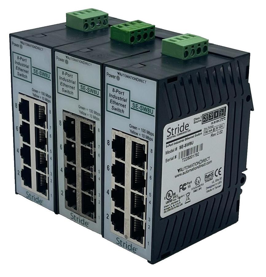 Used LOT OF 3 Automation Direct Stride SE-SW8U 8-Port Industrial Ethernet Switch