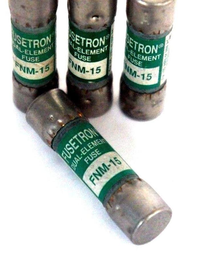 Used LOT OF 4 NEW FUSETRON FNM-15 DUAL-ELEMENT FUSES FNM15
