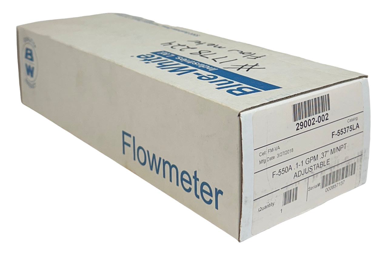 Used BLUE-WHITE INDUSTRIES 29002-002 / F-55375LA / F-550A FLOW METER .1-1 GPM NSMP