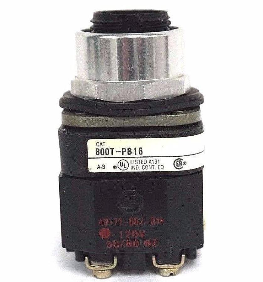 Used ALLEN BRADLEY 800T-PB16 PUSHBUTTON SER. T, 40171-002-01 W/ 800T-XA, SER. D, 120V
