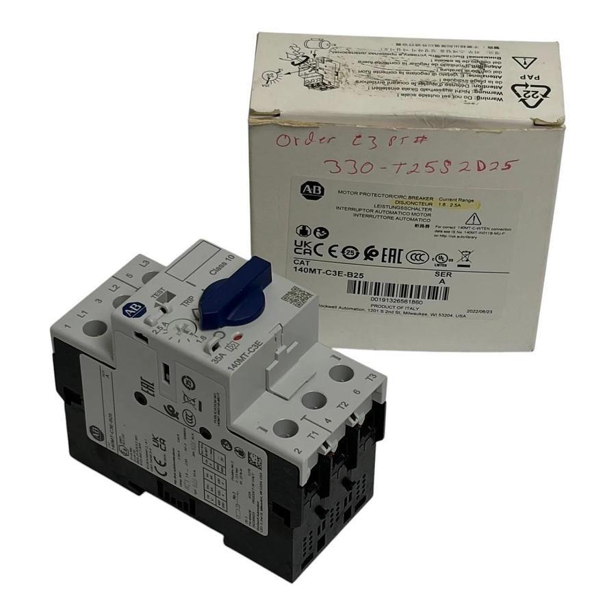 Allen Bradley 140MT-C3E-B25 Motor Protector Circuit Breaker 1.6-2.5A New Surplus
