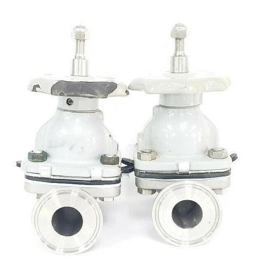 Used LOT OF 2 ITT GRINNELL DIAPHRAGM VALVES WITH 1819 CF8M 1" VALVE BODIES