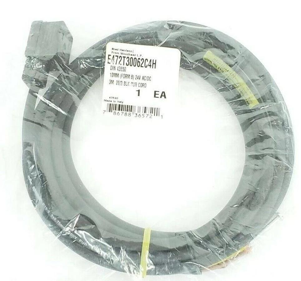 NEW BRAD HARRISON E472T30062C4H DIN 43650 10MM (FORM B) 24V, 3M 20/3 BLK CORD
