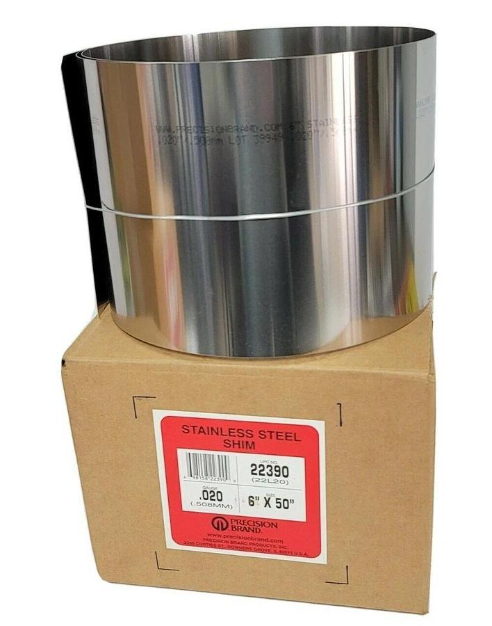 Used LOT OF 3 NIB PRECISION BRAND 22390 STAINLESS STEEL SHIMS 6'' X 50'' GAUGE .020
