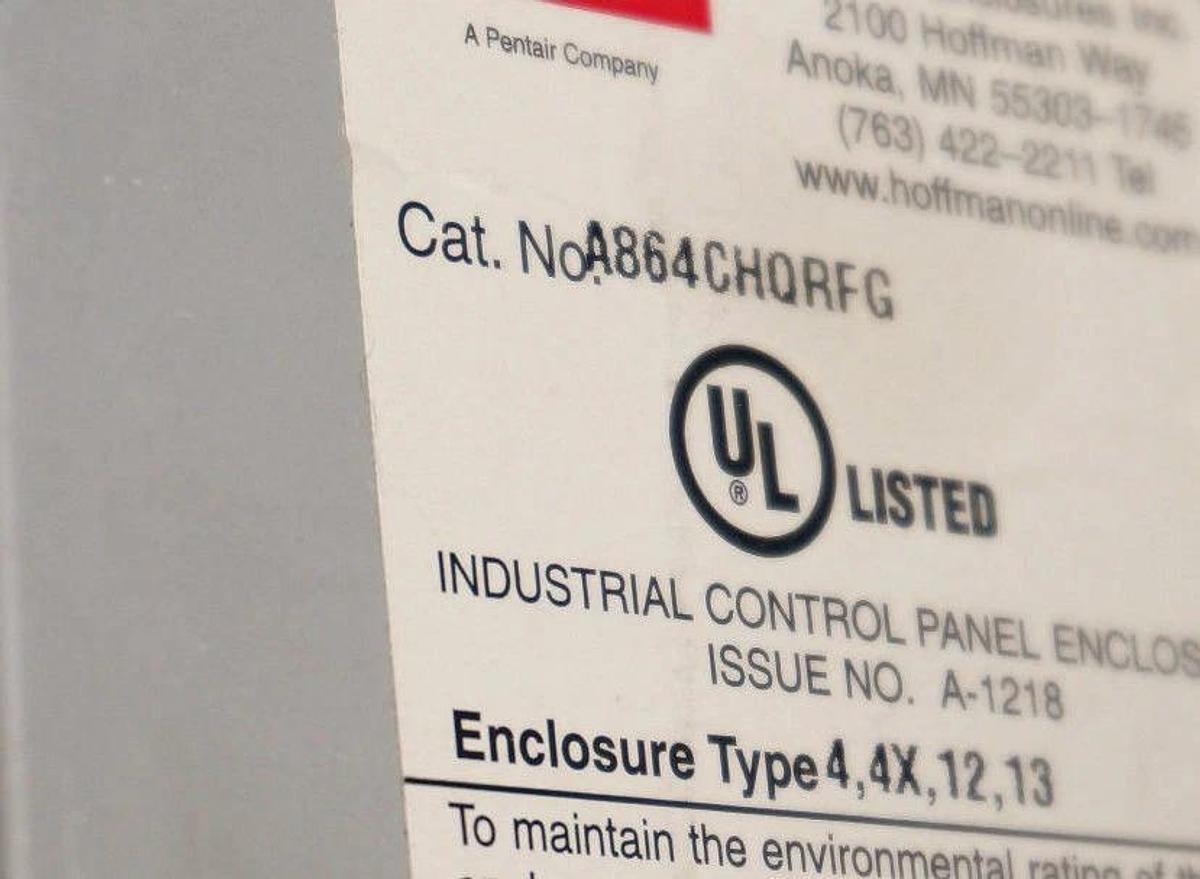 Used HOFFMAN A864CHQRFG ENCLOSURE ULTRASIL LIQUID/ ECOLAB