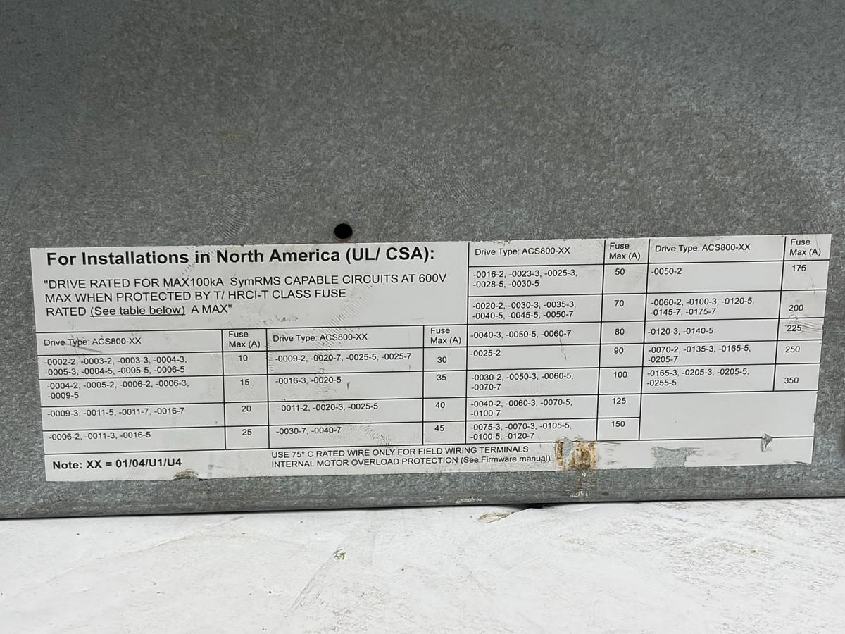 Used ABB ACS800-U1-0070-5 Variable Frequency Drive 75HP VFD RDIO-01 RAIO-01 Clean