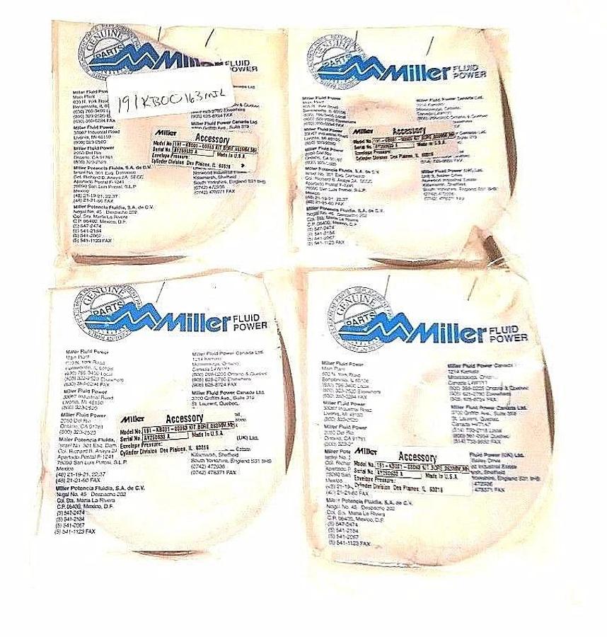 Used LOT OF 4 NEW MILLER FLUID POWER 191-KB001-00063 REPAIR KITS, BORE, 063MM, MH