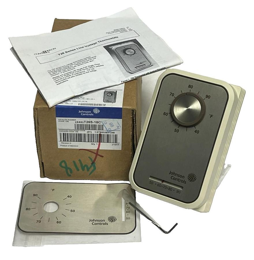 NEW Johnson Controls T26S-18C Thermostat | Line Voltage 120V-277V SPDT Heat/Cool