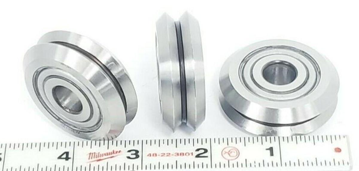 Used LOT OF 3 BISHOP WISECARVER X312 W3 DUAL-VEE ROLLER GUIDE WHEELS 54-0030