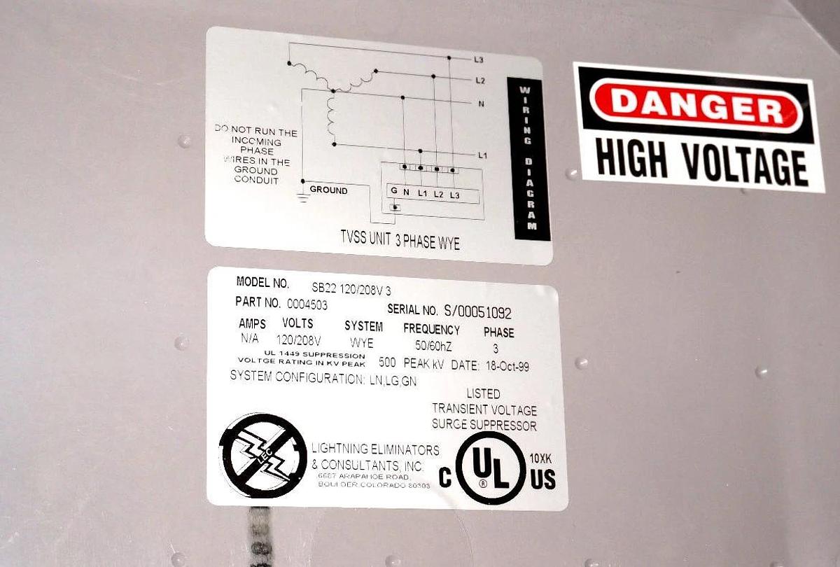 Used LIGHTING ELIMINATORS SB22 120/208V 3 SANDWICH BLOCK PART NO. 0004503