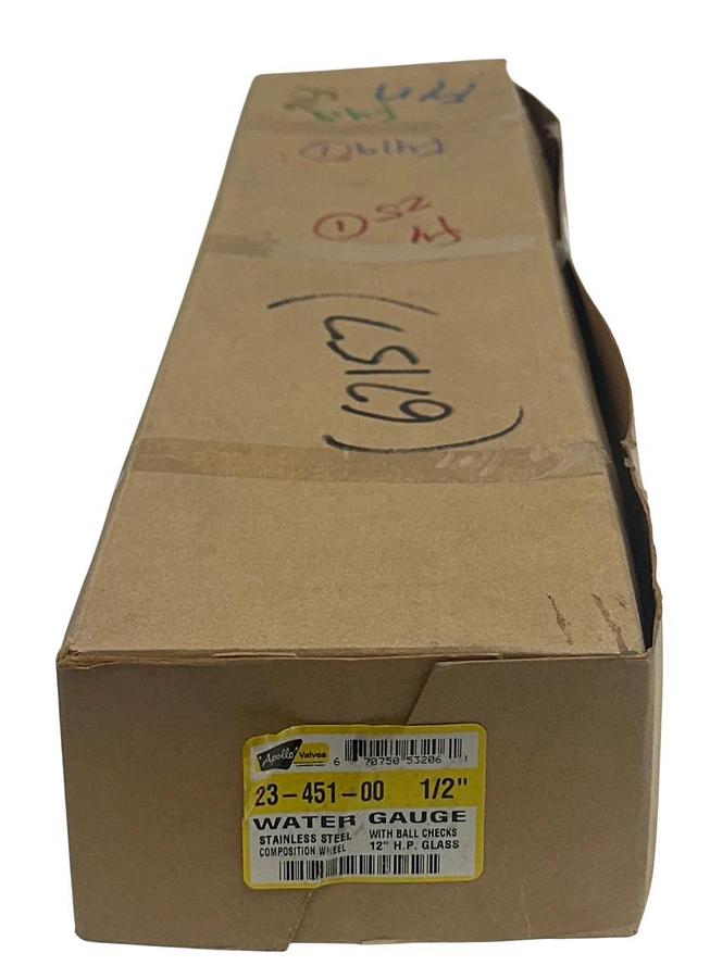 APOLLO VALVES 23-451-00 / 2345100 LIQUID LEVEL WATER GAUGE 1/2'' / 12'' HP NSMP