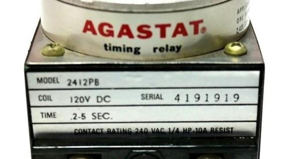 Used AGASTAT 2412PB TIME DELAY RELAY .2-5 SECONDS 120VDC