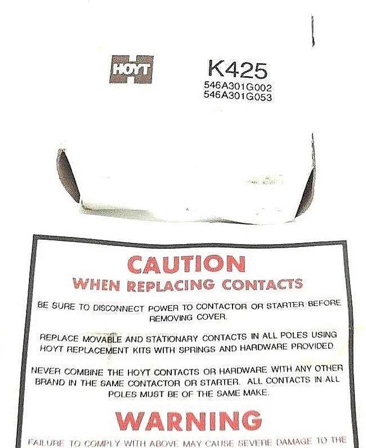 Used NIB HOYT K425 CONTACT KIT 546A301G0052, 546A301G053