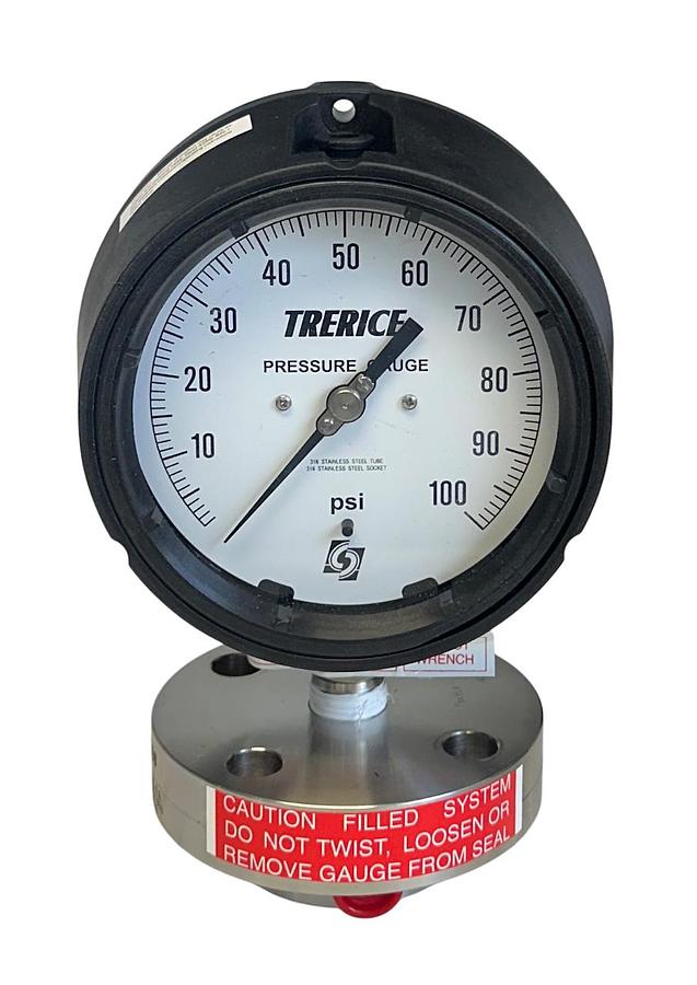 Used TRERICE 450SS4504LA100 / M53122HHSS PRESSURE GAUGE 0-100PSI SILICONE NSMP
