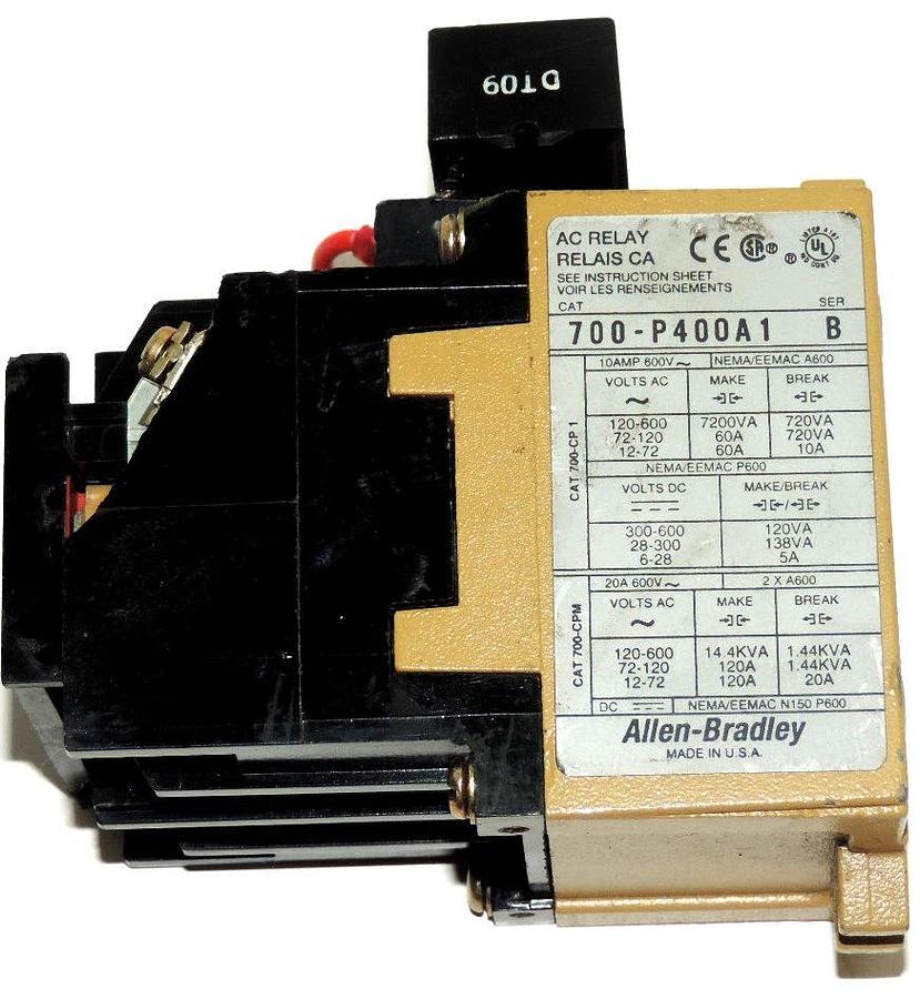 Used ALLEN BRADLEY 700-P400A1 AC RELAY WITH BUL 700 TYPE P AC RELAY 700P400A1 SER. B 662073577652