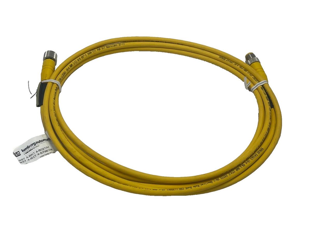 Used LUMBERG RST 4-RKT M12 Male Straight to Female Straight 4-Pin Cordset 1.14 meters