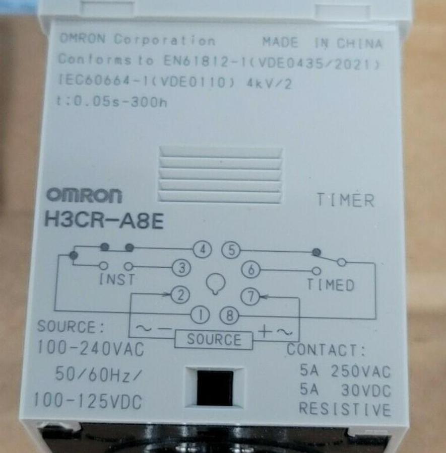LOT OF 2 NIB OMRON H3CR-A8E SOLID STATE TIMERS H3CR, 0.05S-300H
