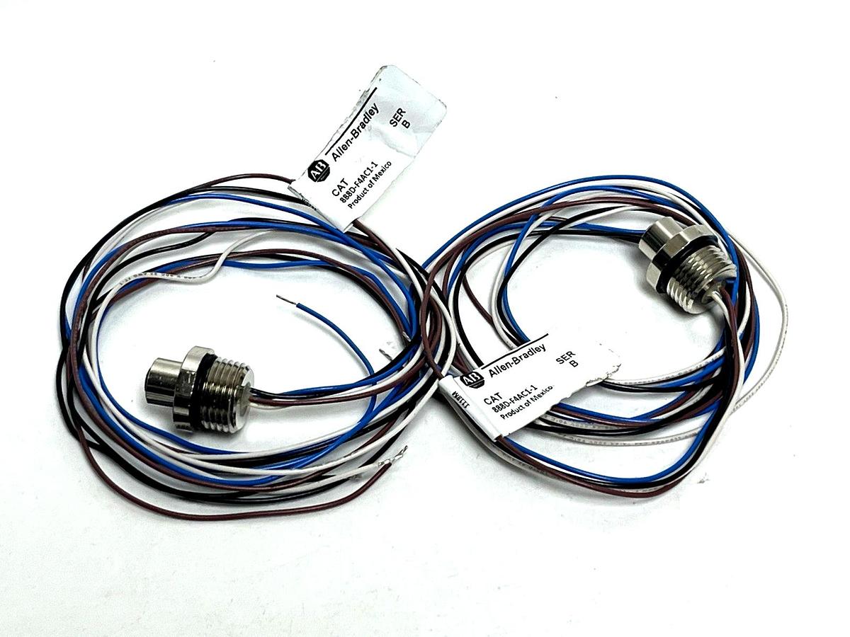 Used Lot of 2 Allen-Bradley 888D-F4AC1-1 DC Micro Receptacle 4-Pin Female 1M Ser B