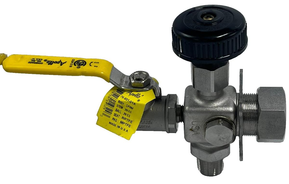 Used APOLLO 76-801-01A 1/4" Standard Port Ball Valve Stainless Steel FNPT x MNPT USA
