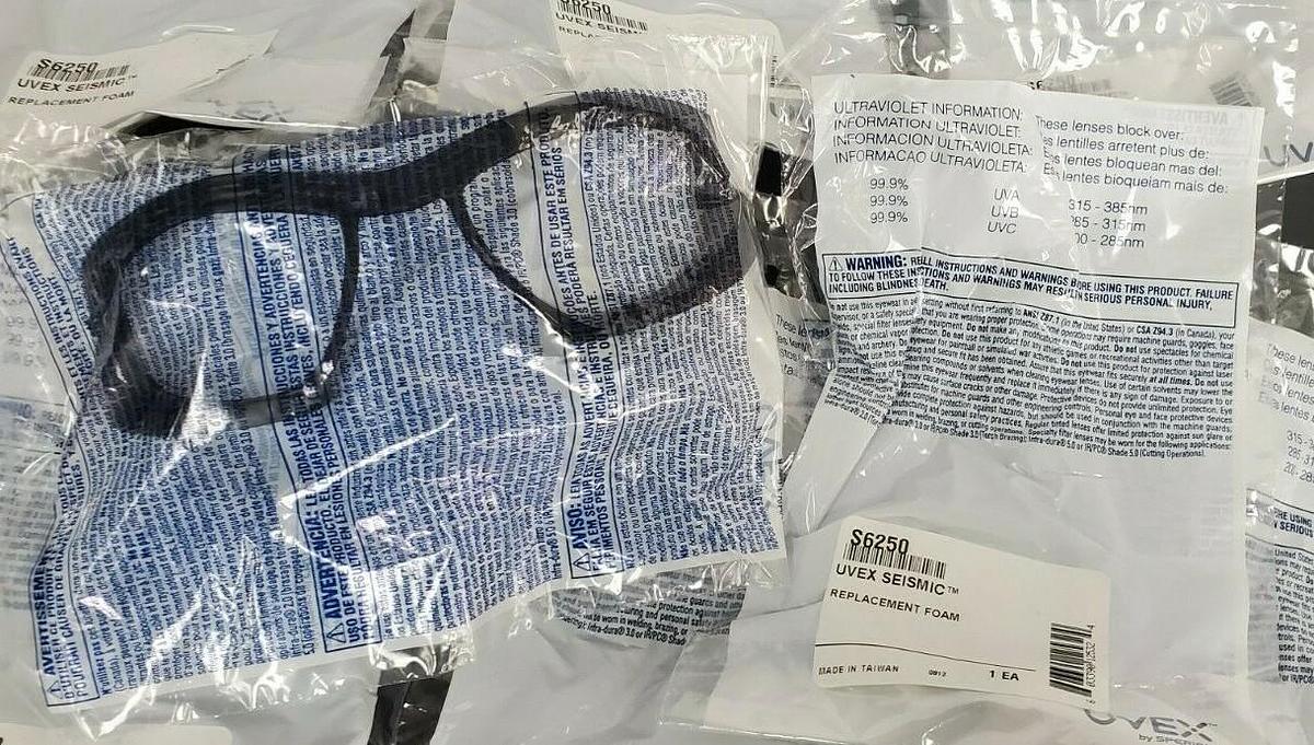 Used LOT OF 10 NEW UVEX SPERIAN S6250 SEISMIC REPLACEMENT FOAM GLASSES/GOGGLES FRAMES