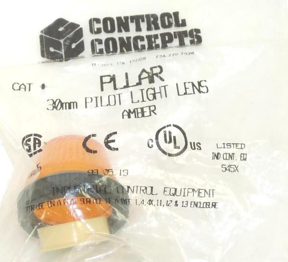 Used NEW CONTROL CONCEPTS PLLAR 30mm PILOT LIGHT LENS AMBER