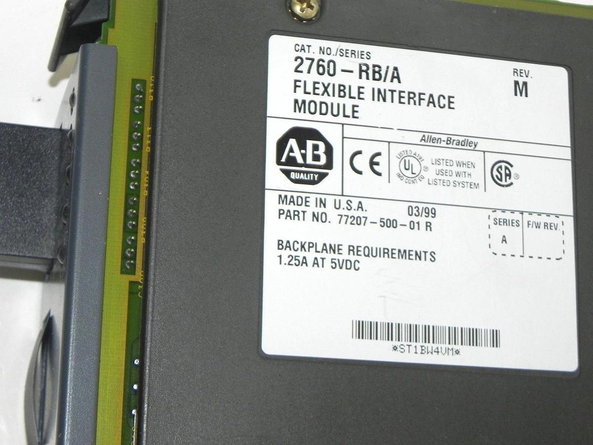 Used ALLEN BRADLEY 2760-RB/A FLEXIBLE INTERFACE MODULE SER. A W/ 2760-SFC2 MODULE